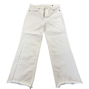 Rag & Bone White Jeans Size 31‎ High Rise Straight Crop Frayed Hem